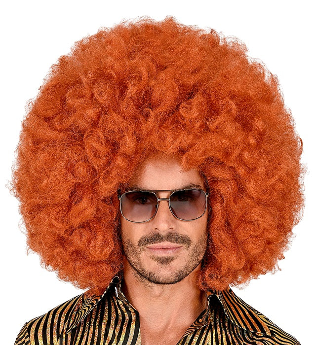 Kupferfarbene übergrosse Afro-Perücke von Widmann in Box – Seitenansicht