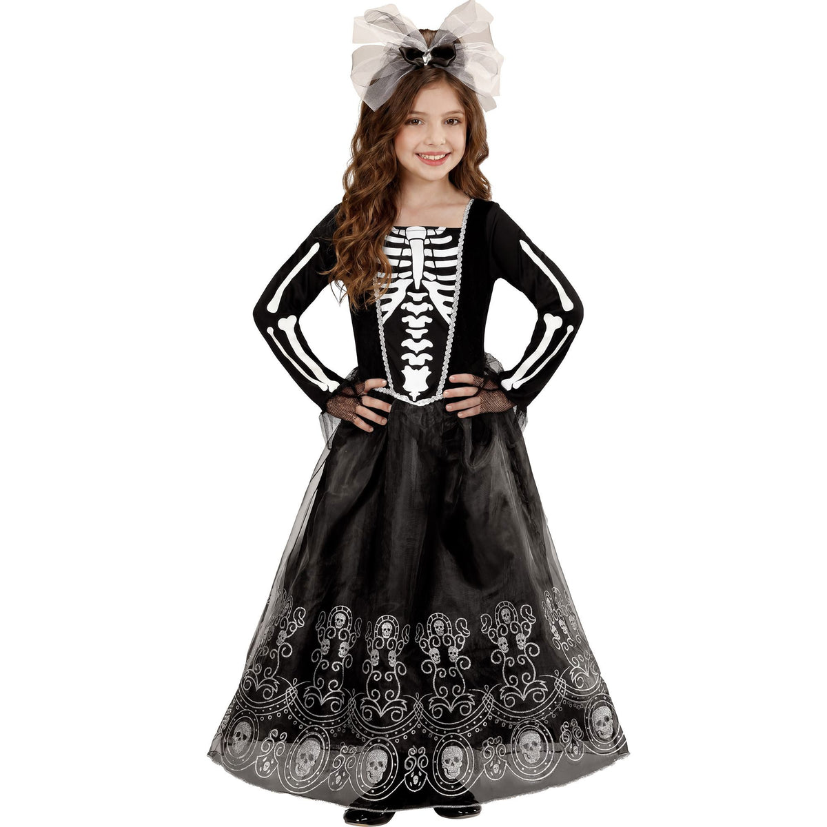 Widmann SKELETRIA Kostüm für Kinder mit Kleid Tüllrock und Haarreif
