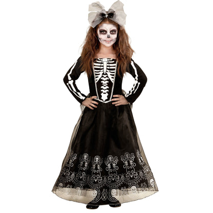 Widmann SKELETRIA Kostüm für Kinder mit Kleid Tüllrock und Haarreif