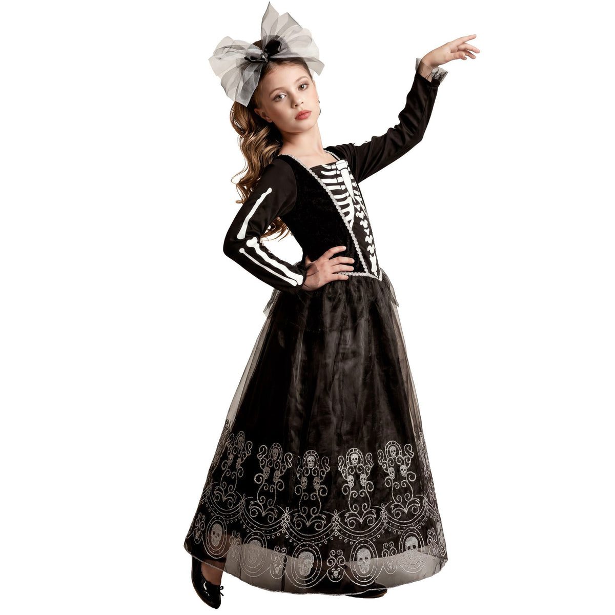 Widmann SKELETRIA Kostüm für Kinder mit Kleid Tüllrock und Haarreif