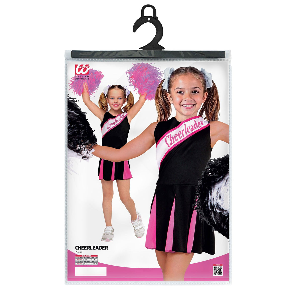 Widmann schwarz-pinkes Cheerleader-Kleid für Kinder – Rückansicht