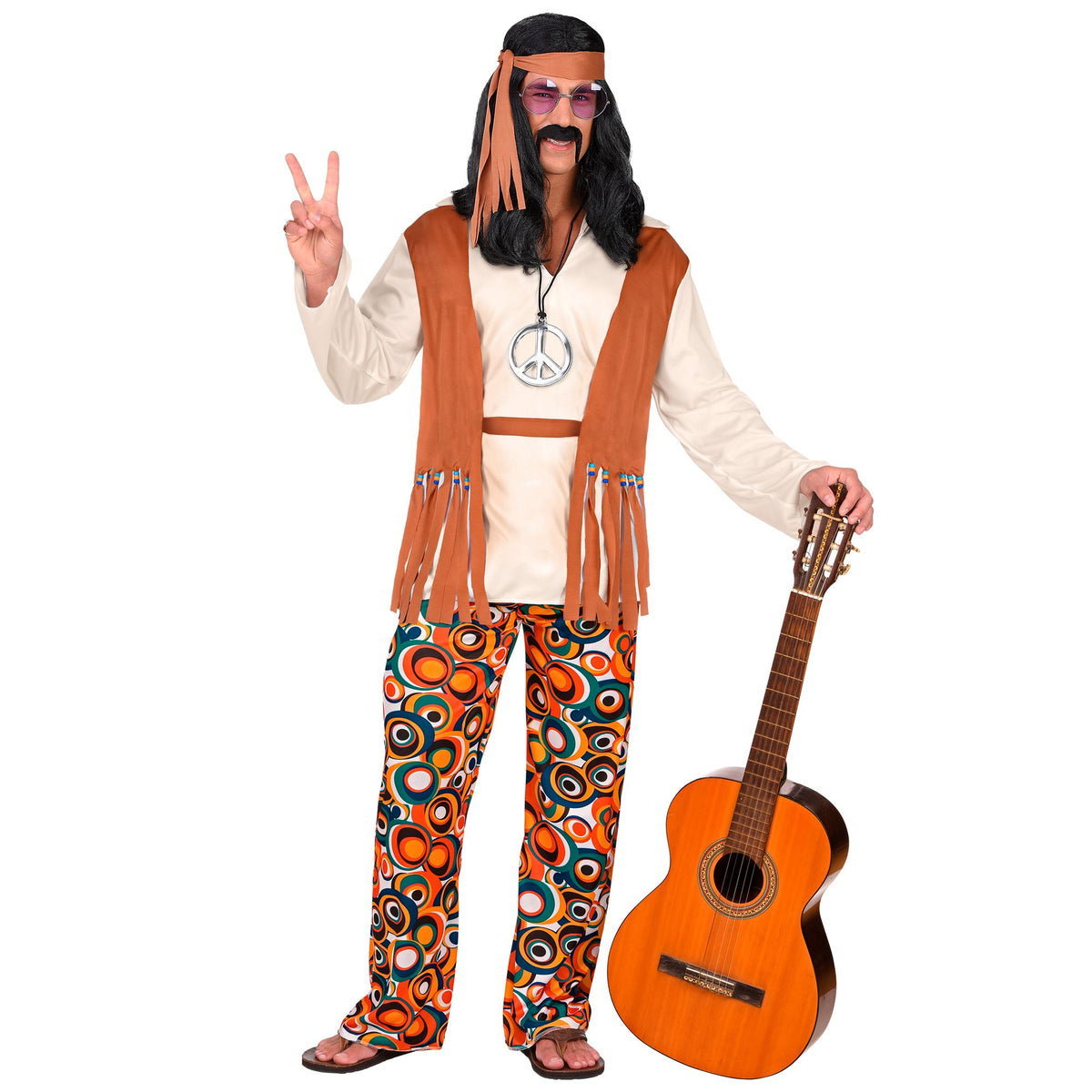 "HIPPIE" (Oberteil mit Weste, Hose, Gürtel, Stirnband)