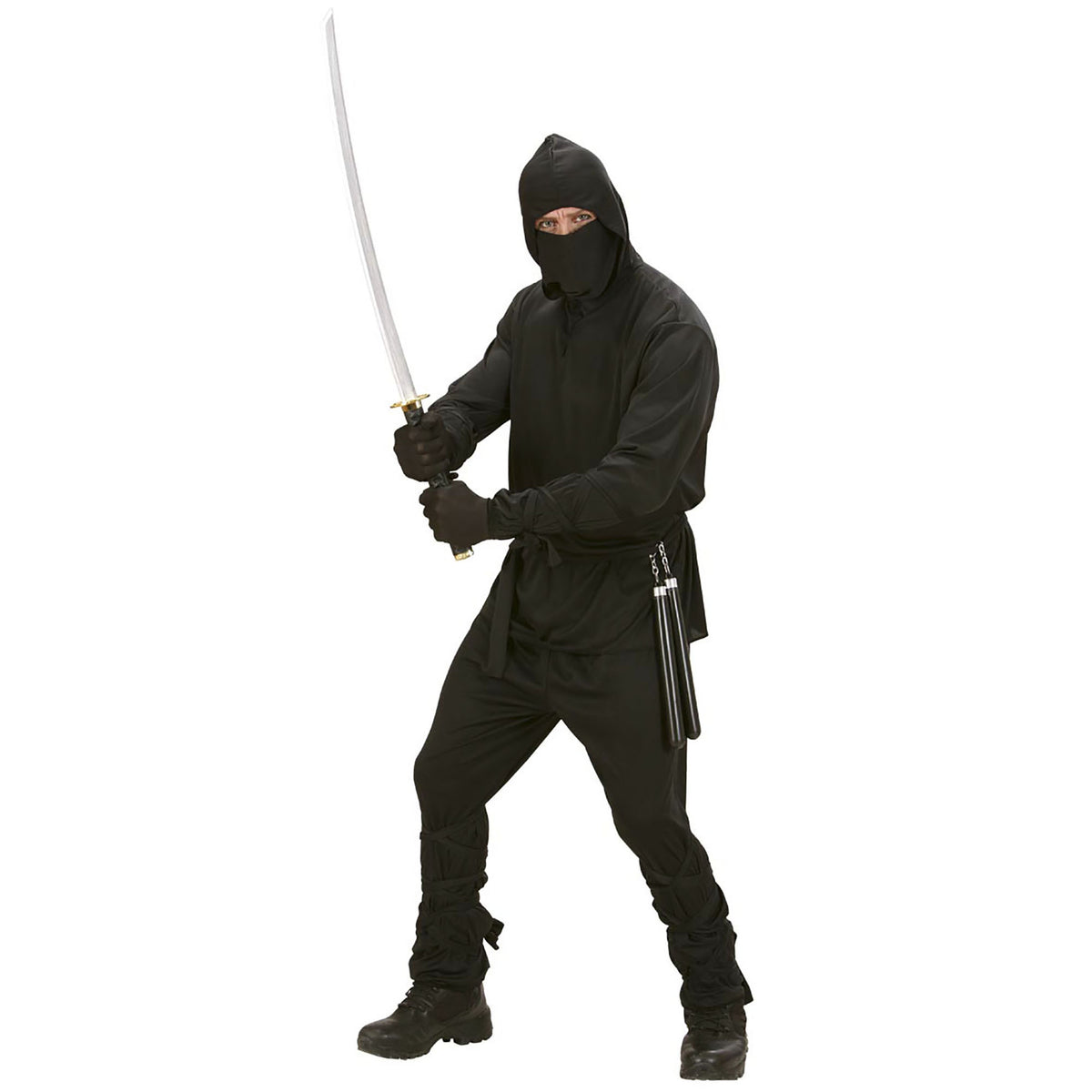 "NINJA" (Oberteil mit Kapuze, Hose, Gürtel, Maske, Arm- und Beinbänder)