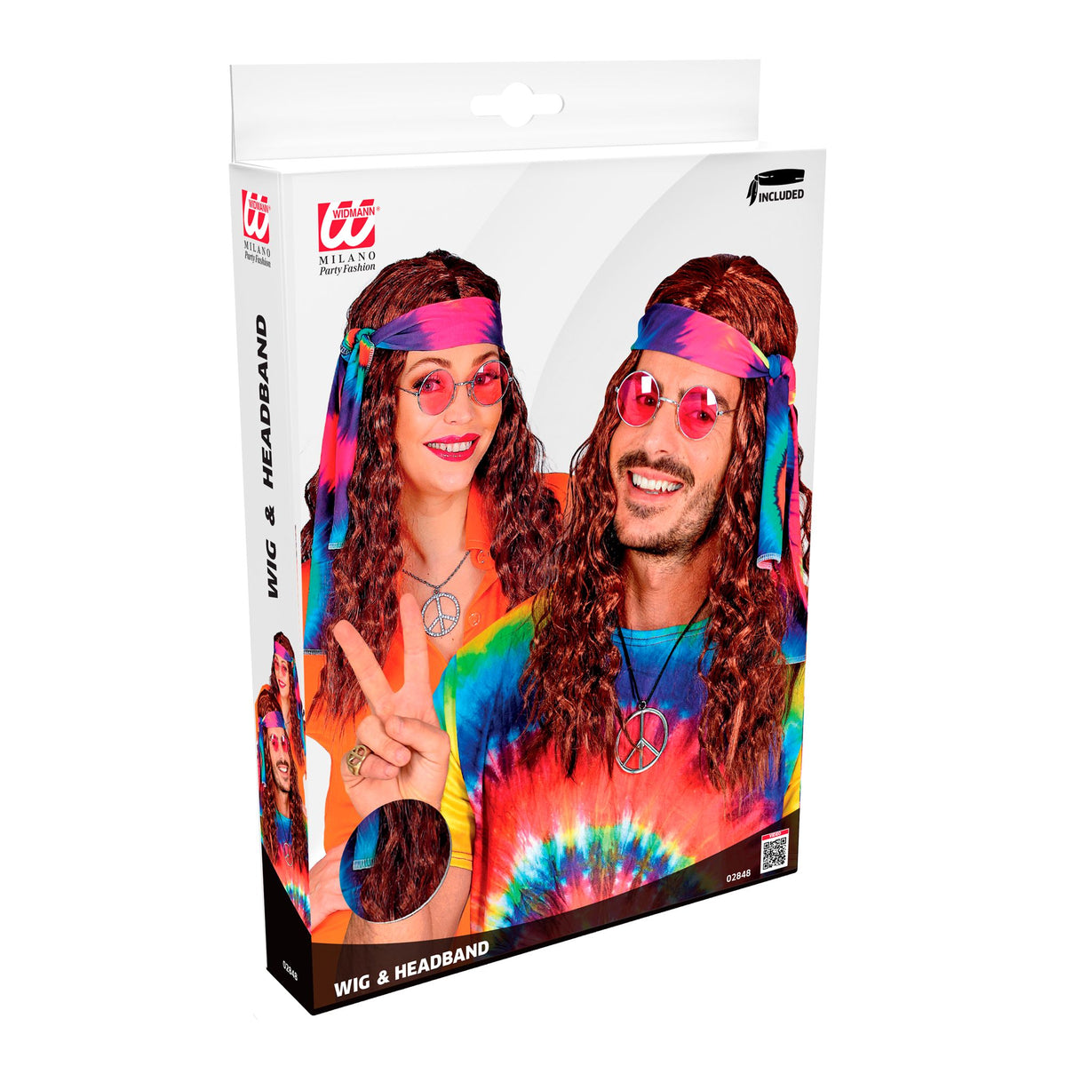 "BRAUNE HIPPIEPERÜCKE MIT BATIK STIRNBAND" in Box