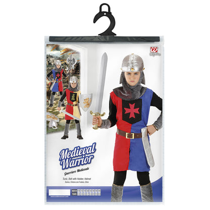 "MITTELALTERLICHE RITTER" in 2 Farben sort. - (Tunica, Gürtel mit Tasche, Helm)