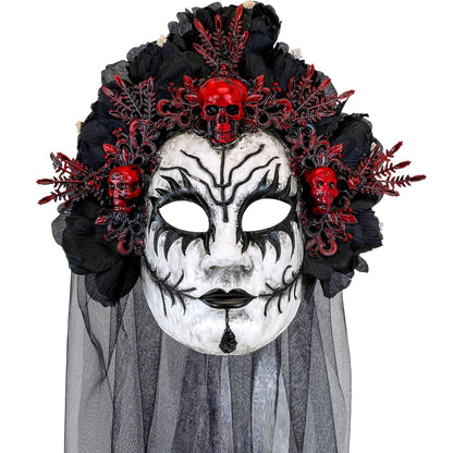 Widmann Königin der Toten Maske mit schwarzen Rosen und Schleier – Produktansicht