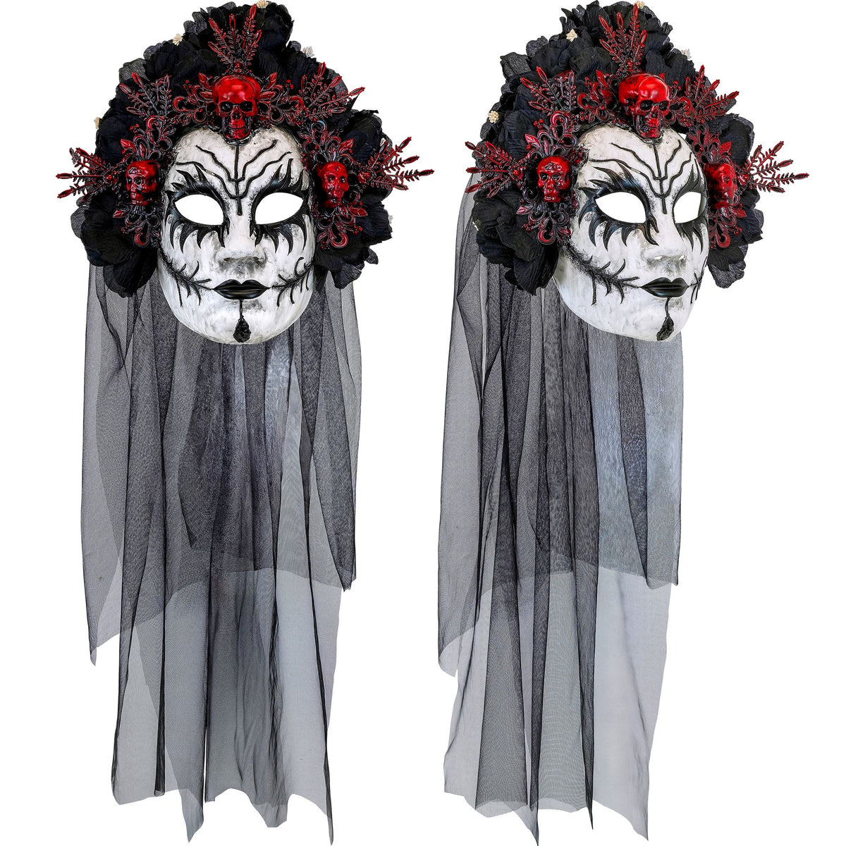 Widmann Königin der Toten Maske mit schwarzen Rosen und Schleier – Detailansicht