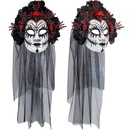 Widmann Königin der Toten Maske mit schwarzen Rosen und Schleier – Detailansicht
