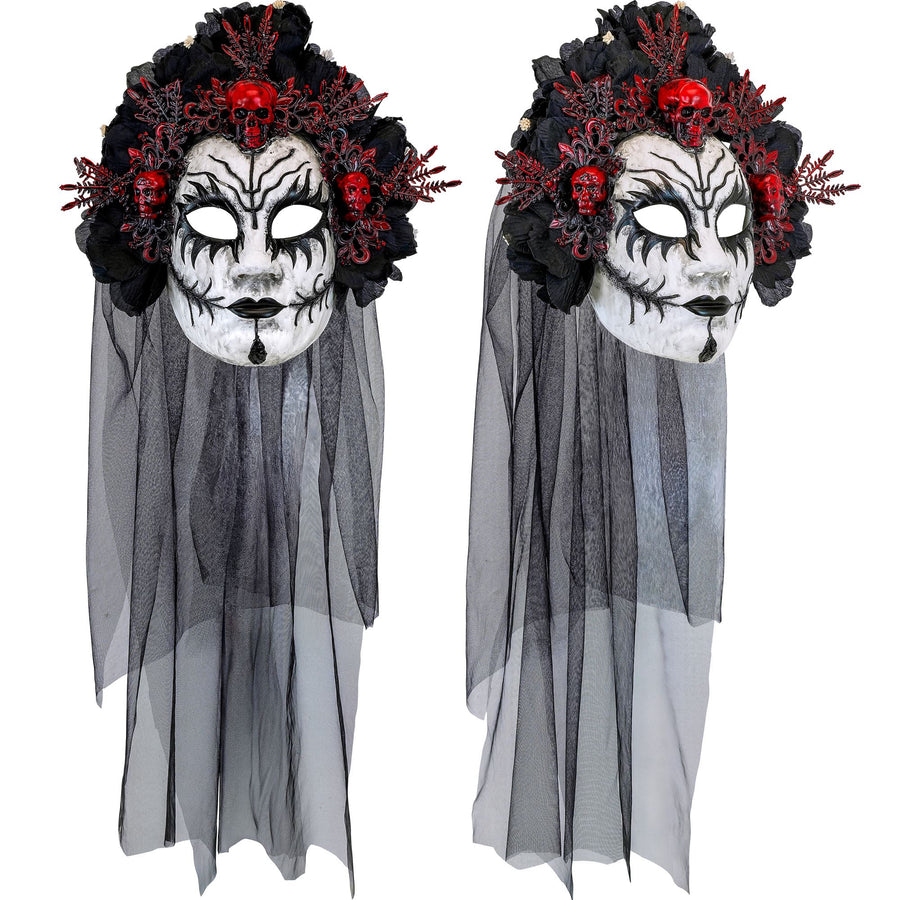Widmann Königin der Toten Maske mit schwarzen Rosen und Schleier – Detailansicht