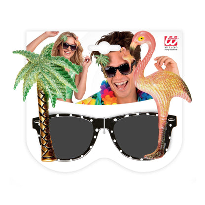 Tropische Flamingo-Brille von Widmann für Erwachsene – Detailansicht
