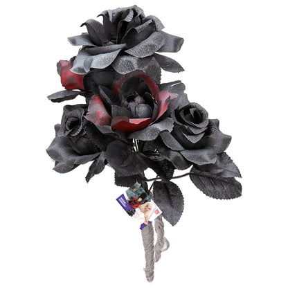 "HALLOWEEN BRAUTSTRAUß MIT SCHWARZEN UND ROTEN ROSEN"
