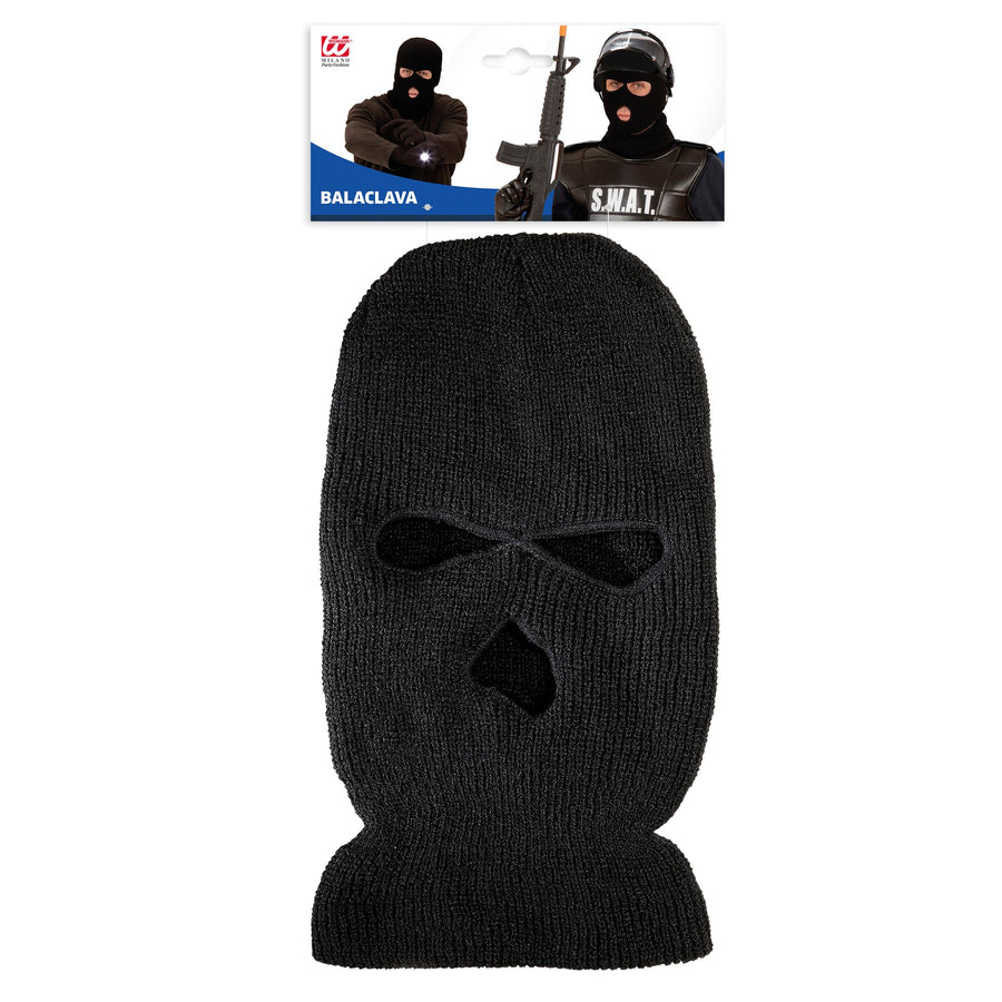 Widmann schwarze Sturmhaube aus Polyester für Erwachsene – Detailansicht