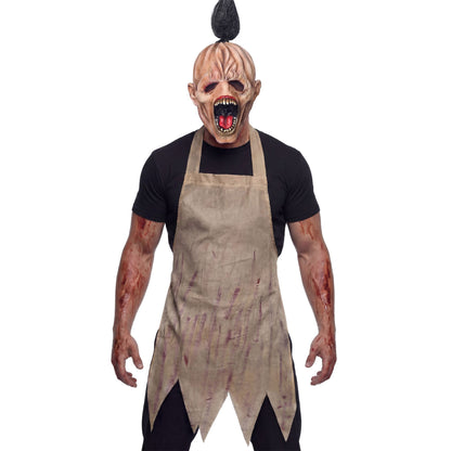 HORRORMETZGER (Ganzkopf Maske mit Haar, Schürze)