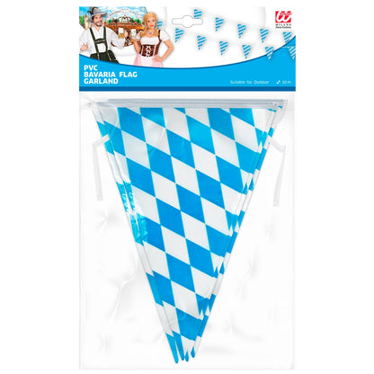"WIMPELKETTE BAYERN AUS PVC" 10 m - auch den Außenbereich geeignet (20 Wimpel, Größe 20x30 cm)