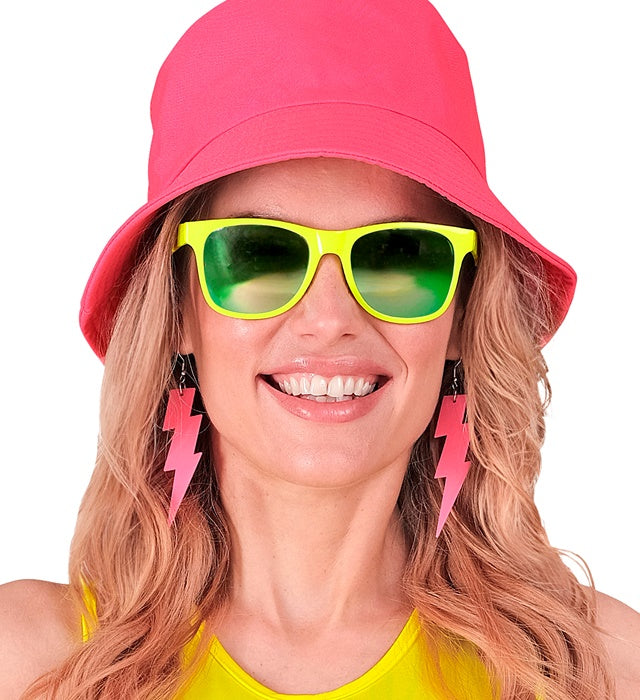 Neon-gelbe 80er-Jahre-Brille mit Revo-Gläsern von Widmann – Verpackung
