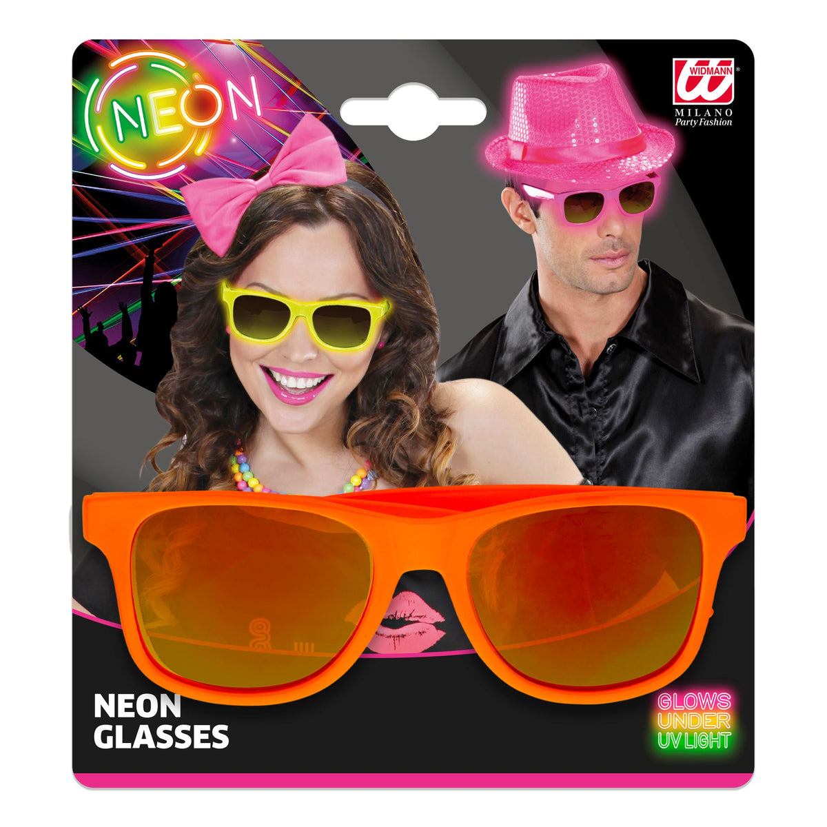 "NEON ORANGE 80er JAHRE BRILLE MIT GLÄSERN REVO"