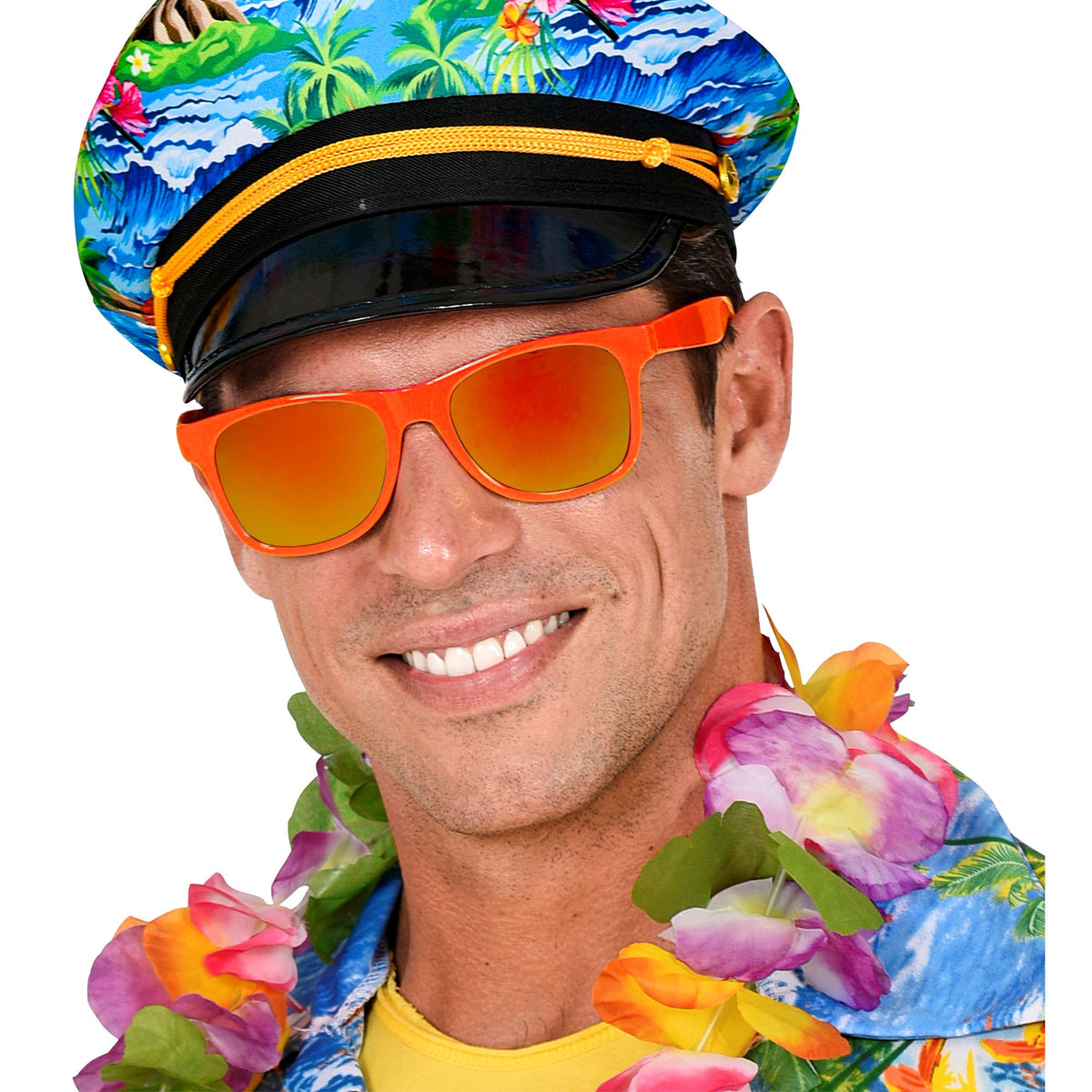 "NEON ORANGE 80er JAHRE BRILLE MIT GLÄSERN REVO"