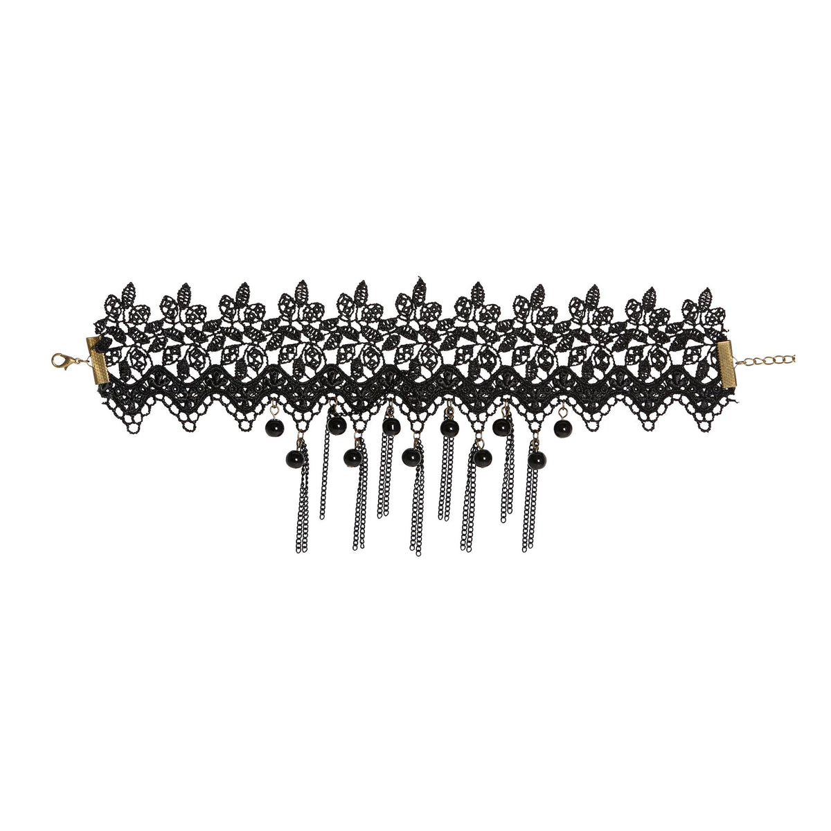 "HALSBAND MIT SCHWARZEN PERLEN & KETTEN"