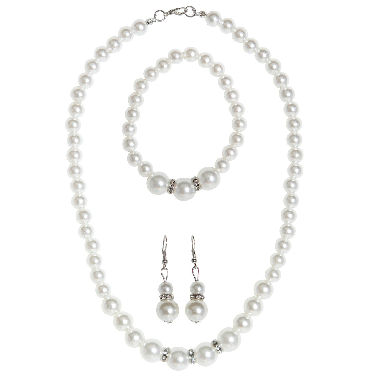"STRASS PERLENKETTE, OHRRINGE & ARMBAND"