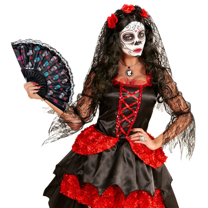 "DIA DE LOS MUERTOS FÄCHER AUS STOFF" 23 cm