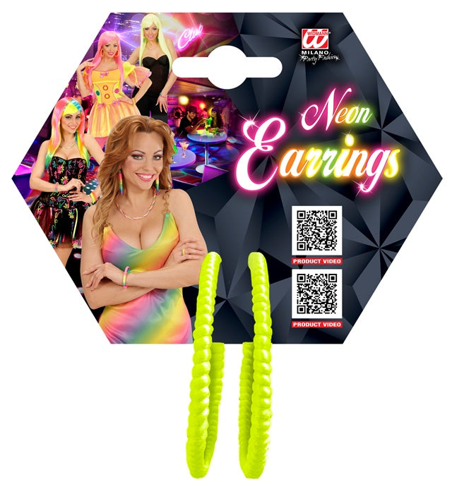 Widmann Ohrringe Neon Gelb für Party und Festival – Seitenansicht