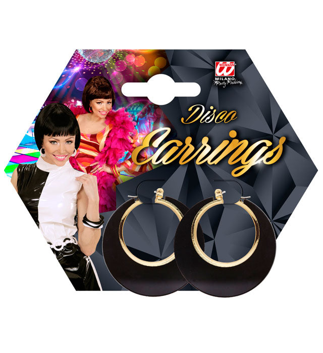 "SCHWARZ-GOLDENE DISKO OHRRINGE"