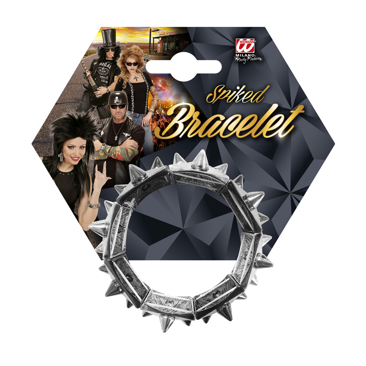 "SCHWARZ-SILBERNES SPIKE-ARMBAND"