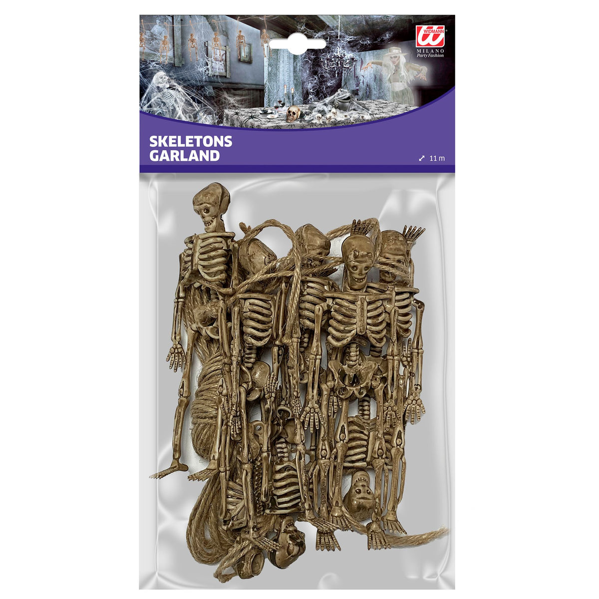 Set von "8 SKELETTEN" 15 cm (mit 11 m langer Schnur zum Aufhängen)