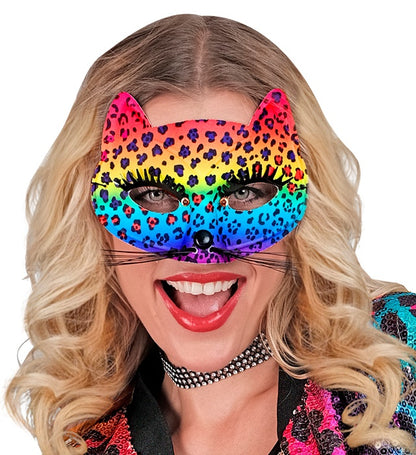 Leopardenmaske in Regenbogenfarbe von Widmann – Detailansicht