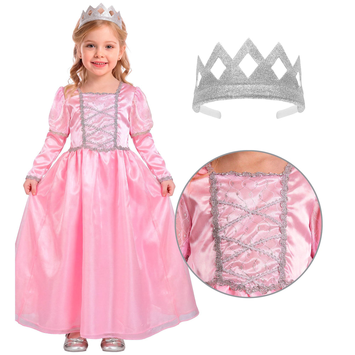 Widmann Prinzessinnen-Kostüm für Kinder mit Kleid und Krone