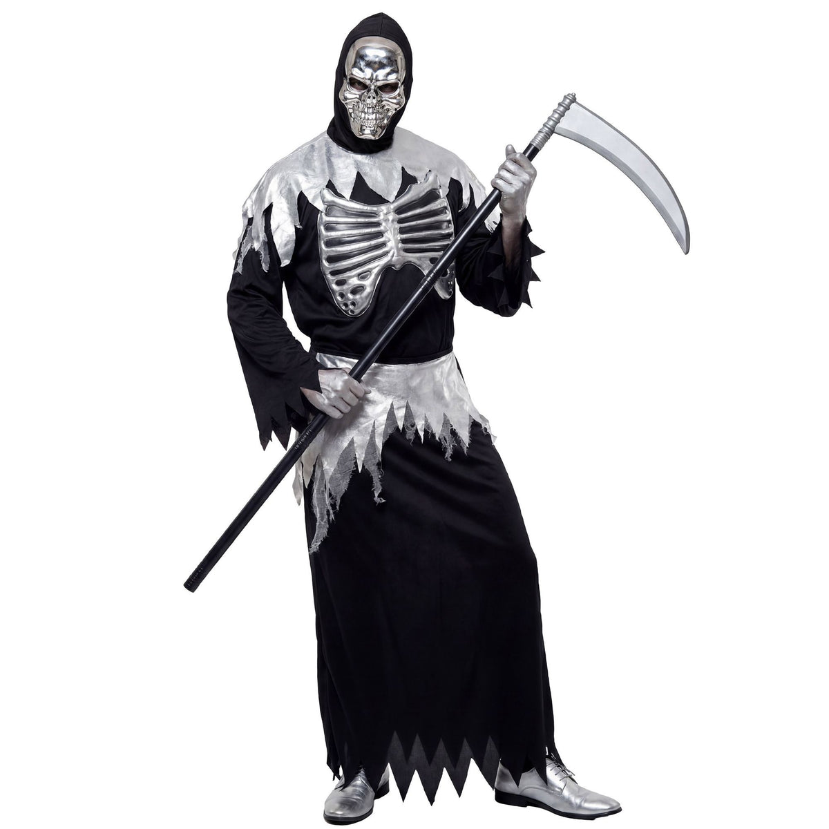 "GRIM REAPER" (Robe mit Rippenaufdruck, Gürtel, Maske mit Kapuze)