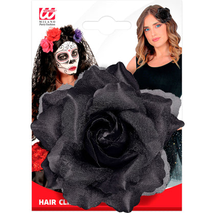"HAARSPANGE MIT SCHWARZER ROSE UND "