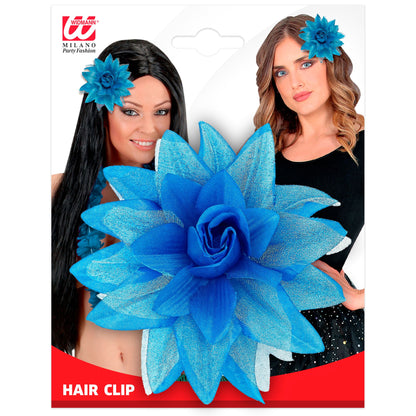 "HAARSPANGE MIT HELLBLAUER BLUME UND "
