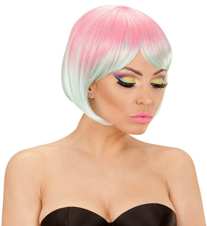 "MELANGE FASHION PERÜCKE PINK-TÜRKIS" in farbiger Box