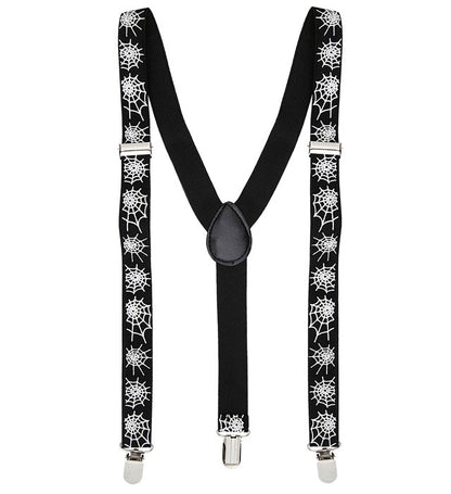 Widmann schwarze Hosenträger mit Spinnennetzmotiven – Produktansicht