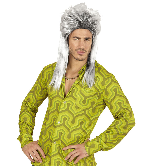 Graue Vokuhila-Perücke von Widmann für Kostüm – Rückansicht