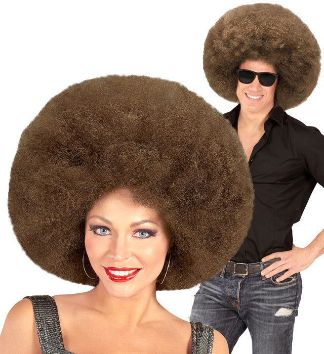 Braune Riesen-Afro-Perücke von Widmann für Erwachsene – Produktansicht