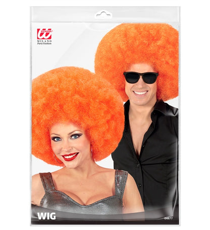 Orange Riesen-Afro-Perücke von Widmann für Erwachsene – Detailansicht