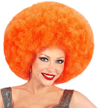 Orange Riesen-Afro-Perücke von Widmann für Erwachsene – Seitenansicht