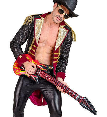 "AUFBLASBARE GITARRE ROCKSTAR MIT FLAMMEN" 105 cm