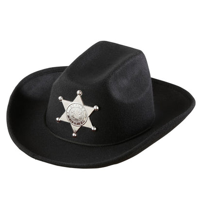 Schwarzer Cowboyhut mit Sheriffstern von Widmann für Kinder – Produktansicht