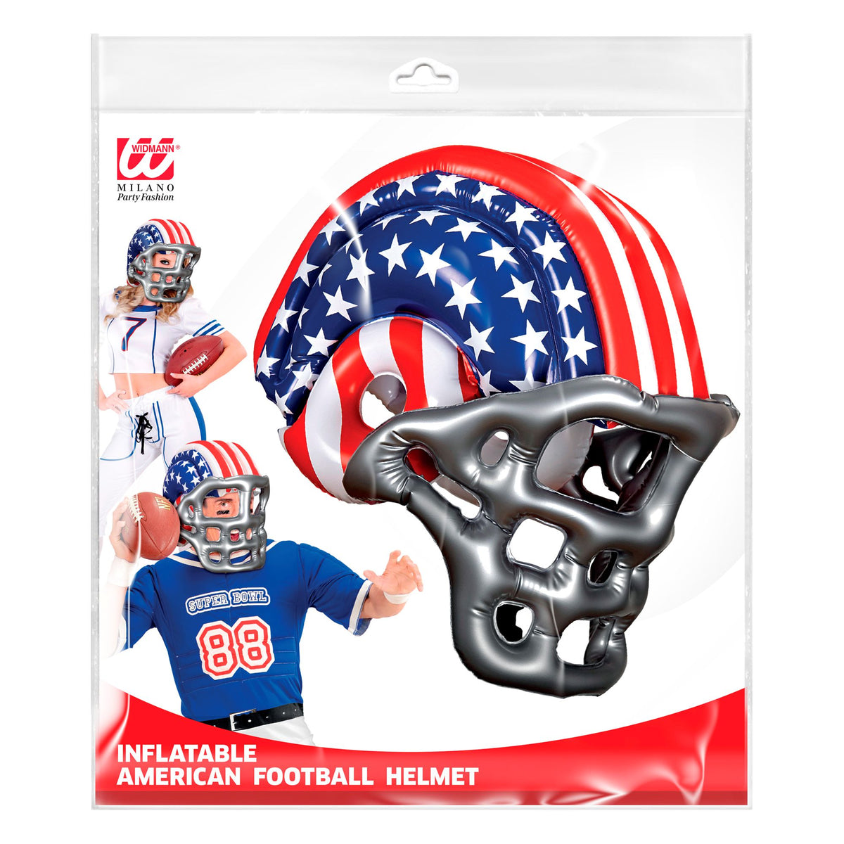 "AUFBLASBARER FOOTBALLHELM MIT AMERIKANISCHEN STARS & STRIPES" Erwachsenengröße