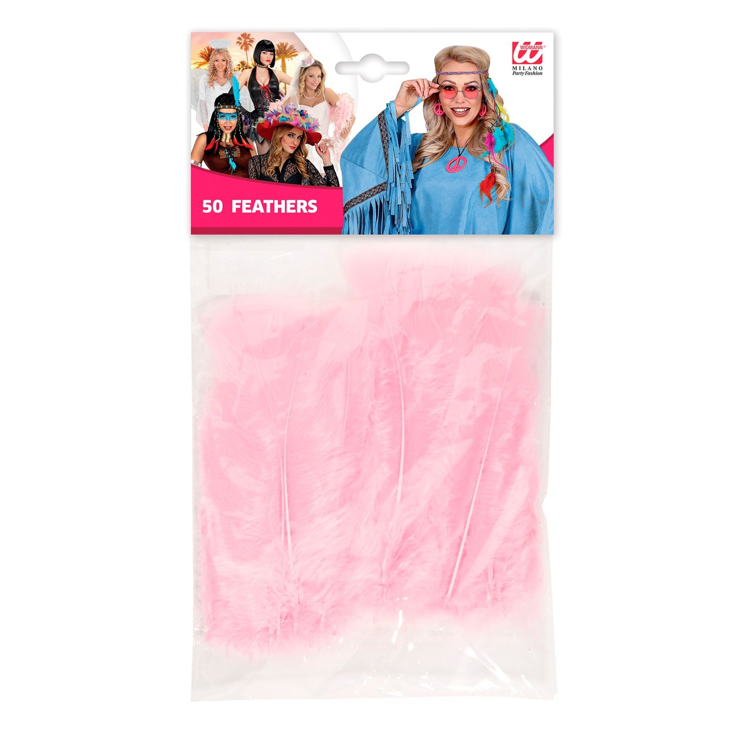50 hellrosa Federn ca. 10 cm – Dekoration & Bastelmaterial für Fasnacht & Mottopartys
