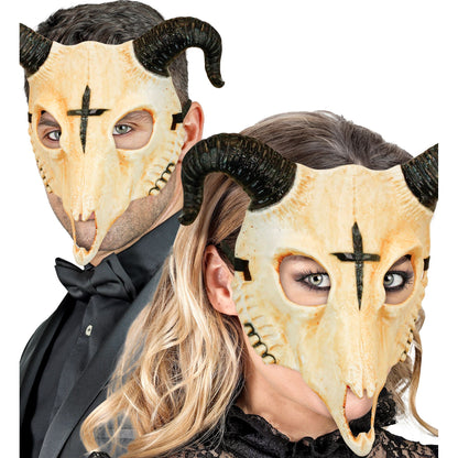 "WIDDERSCHÄDEL DES SATANS MASKE AUS HARDPLASTIK"