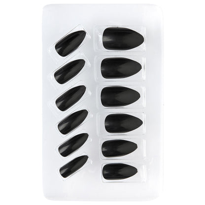 "Set von 12 SELBSTKLEBENDEN STILETTO FINGERNÄGELN - SCHWARZ"