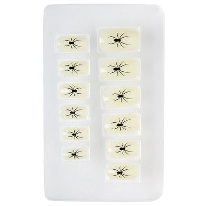 "Set von 12 SELBSTKLEBENDEN FINGERNÄGELN - SPINNENMOTIV GLOW IN THE DARK"