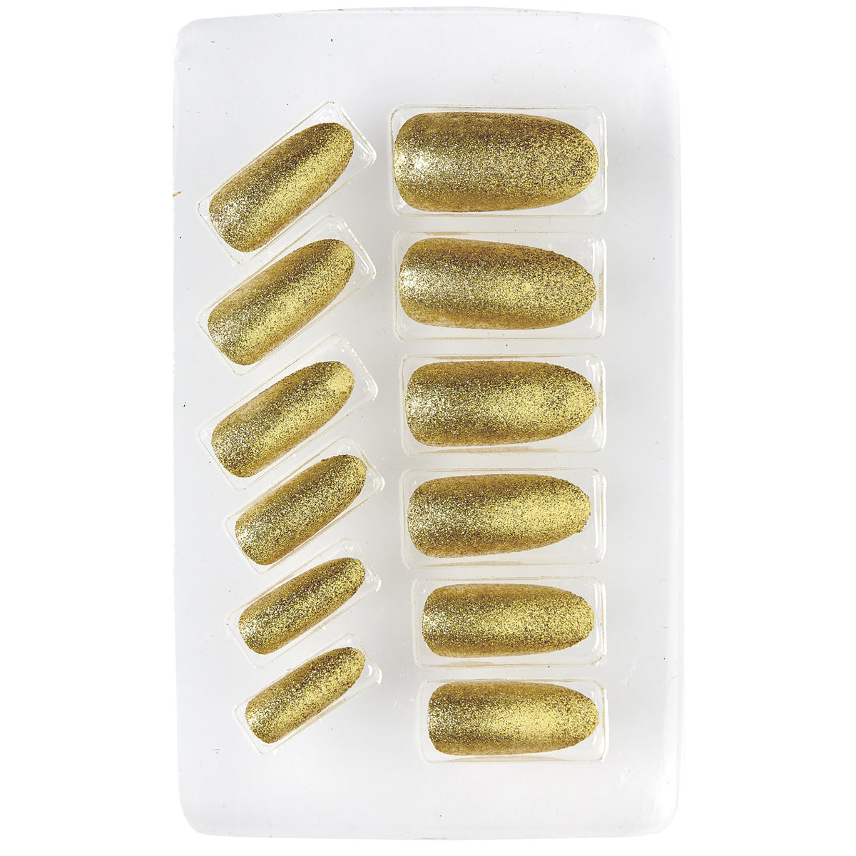 Set mit 12 selbstklebenden goldenen Fingernägeln von Widmann – Detailansicht