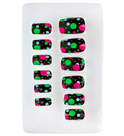 "Set von 12 SELBSTKLEBENDEN FINGERNÄGELN - NEON DOTS"