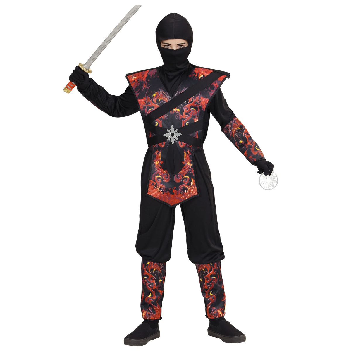 "DRACHENNINJA IN FLAMMEN" (Overall mit Brustpanzer, Maske)