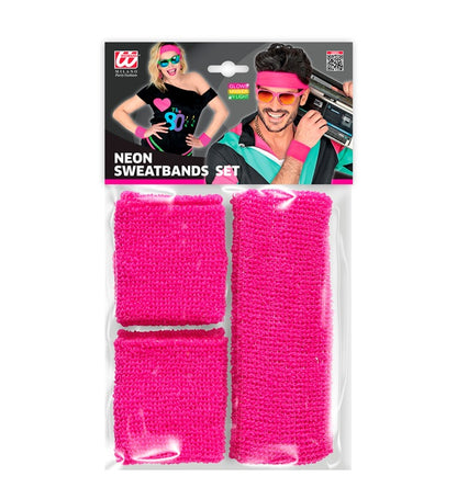 "NEON PINKE SCHWEIßBÄNDER" (Stirnband und 2 Armbänder)